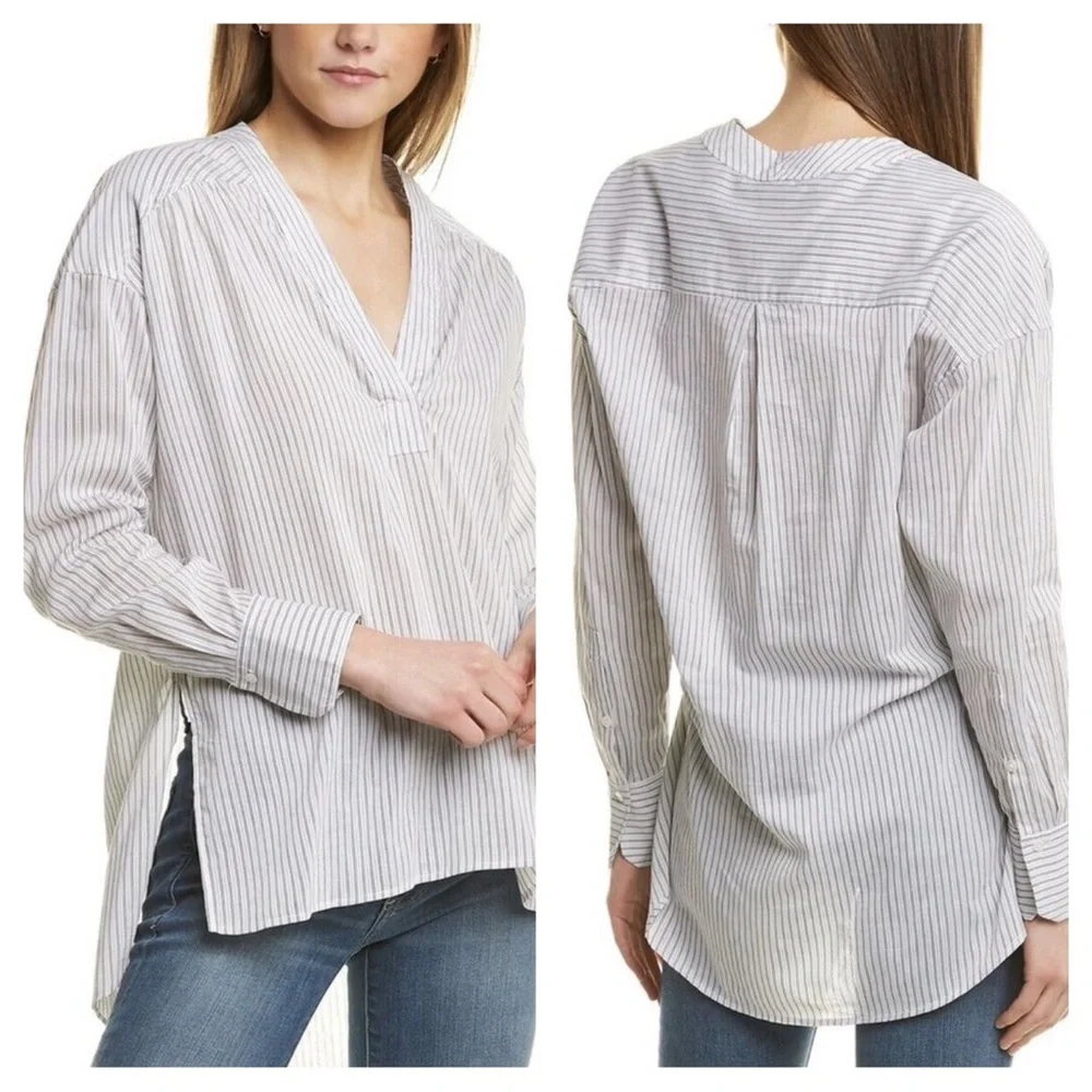 A.L.C. Laurie Silk and Cotton Striped Tunic Top - Picture 7 of 11